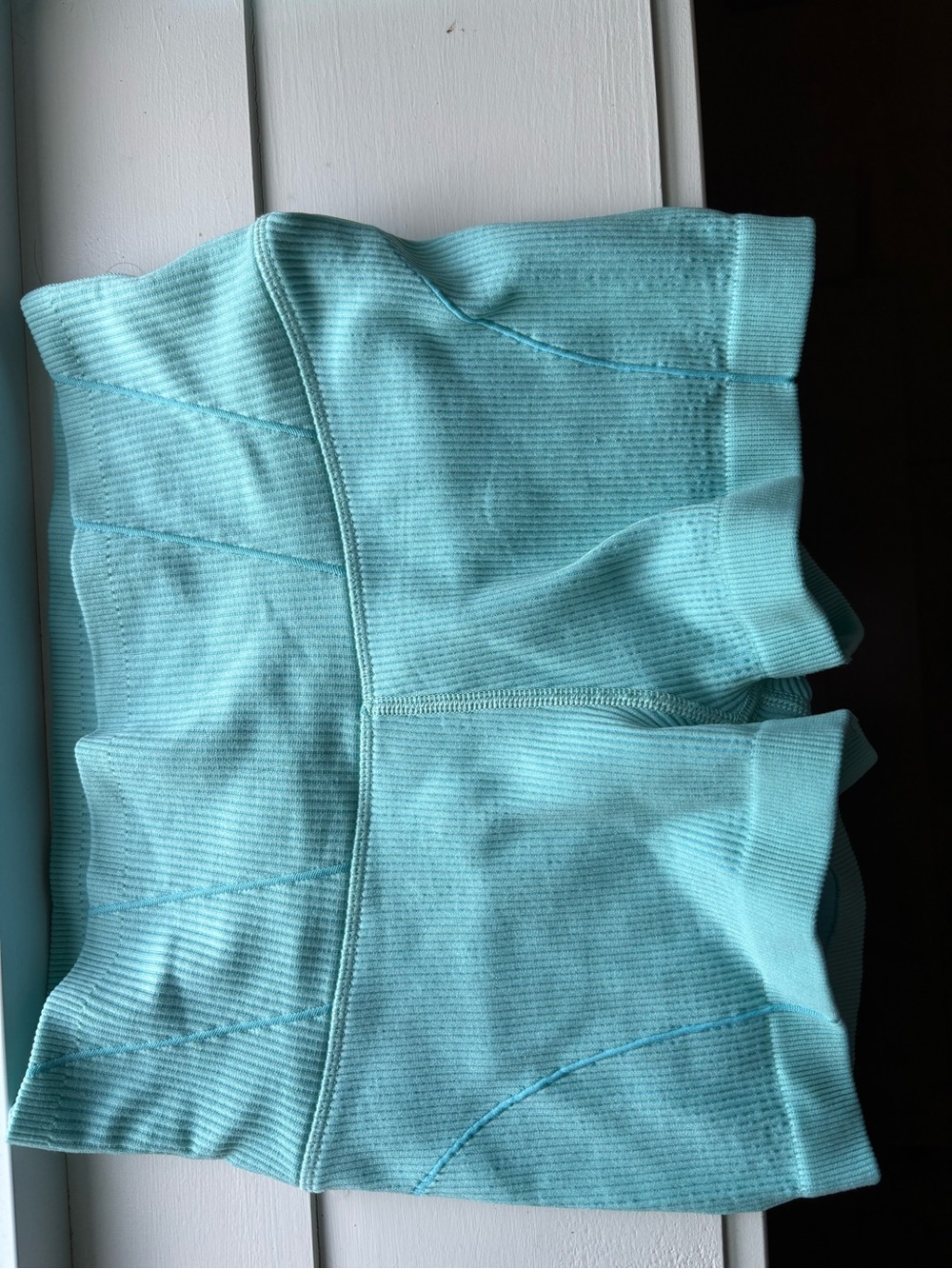 Light Blue Ribbed Longline Bralette - Picture 2 of 4